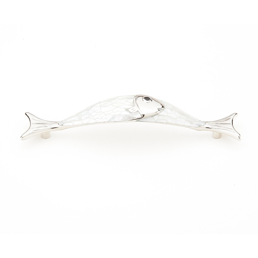 Schaub 850-MOP-PN 4-1/2" Symphony Inlays Mother of Pearl Cabinet Pull - Polished Nickel