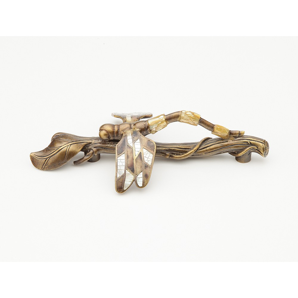 Schaub 892-MOP-ED 3-1/8" Symphony Inlays Nature Dragonfly-Twig Cabinet Pull - Estate Dover