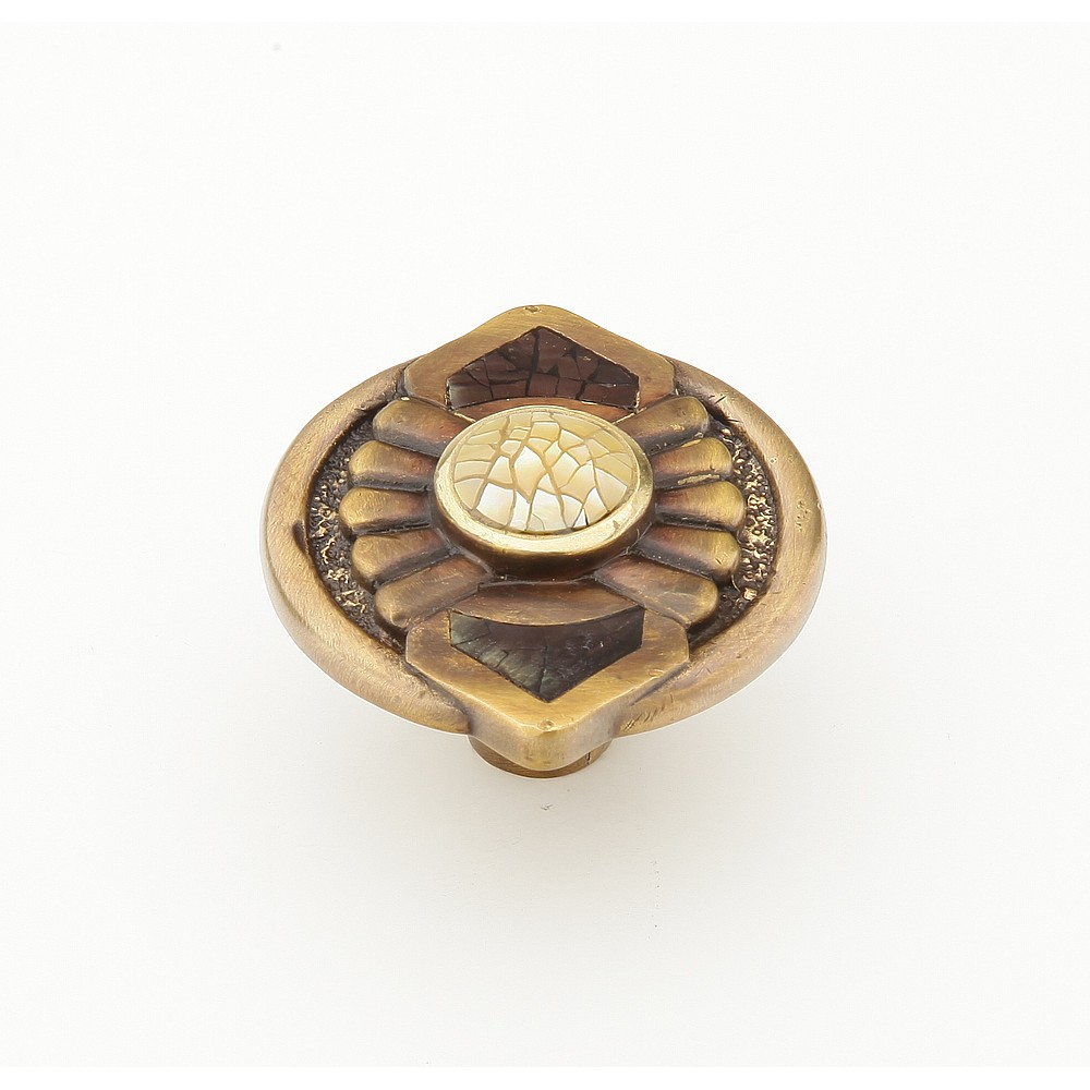 Schaub 958K-AB 1-11/16" Symphony Inlays Heirloom Treasures Cabinet Knob - Antique Brass