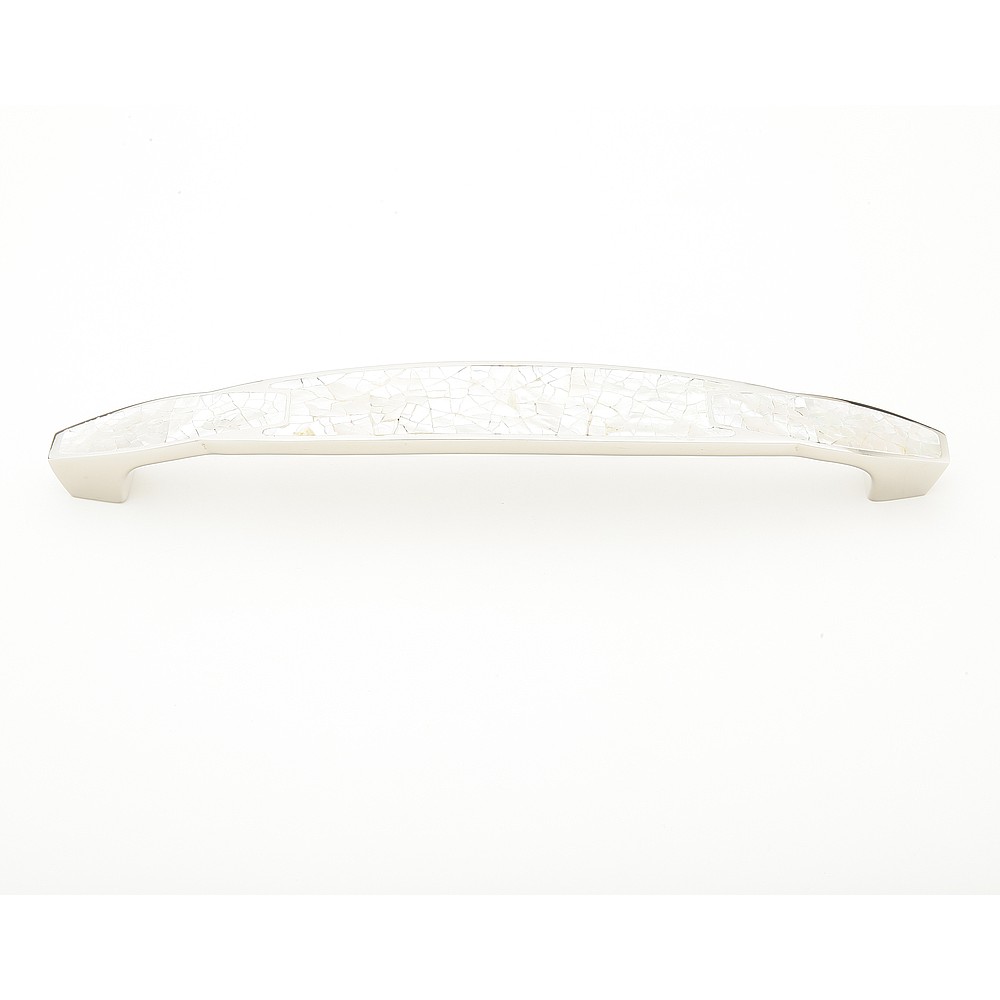 Schaub 992-8-MOP-PN 8" Symphony Inlays Mother of Pearl Cabinet Pull - Polished Nickel