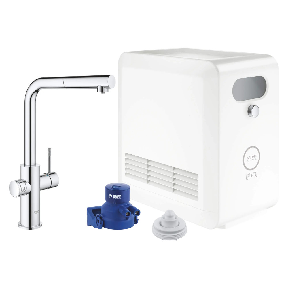 GROHE Blue Single-Handle Pull-Out Kitchen Faucet Single Spray 6.6 L/min (1.75 gpm) with Chilled and Sparkling Water