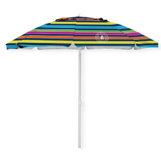 Caribbean Joe CJ-TUVC84FRP Beach Umbrella, 7 ft L Canopy, Steel Frame, Polyester Fabric, Multi-Color Fabric