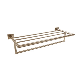 ICO V62729 Crater Towel Shelf With Bar - PVD Brushed Bronze