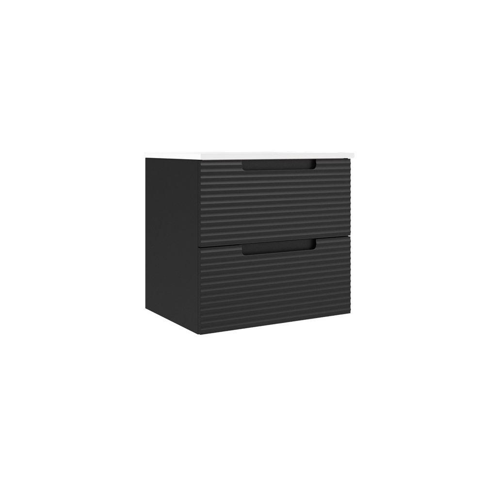 ICO BC1001.MBR Coda 24" Two Drawer Wall-Mounted Vanity - Matte Black Ripple