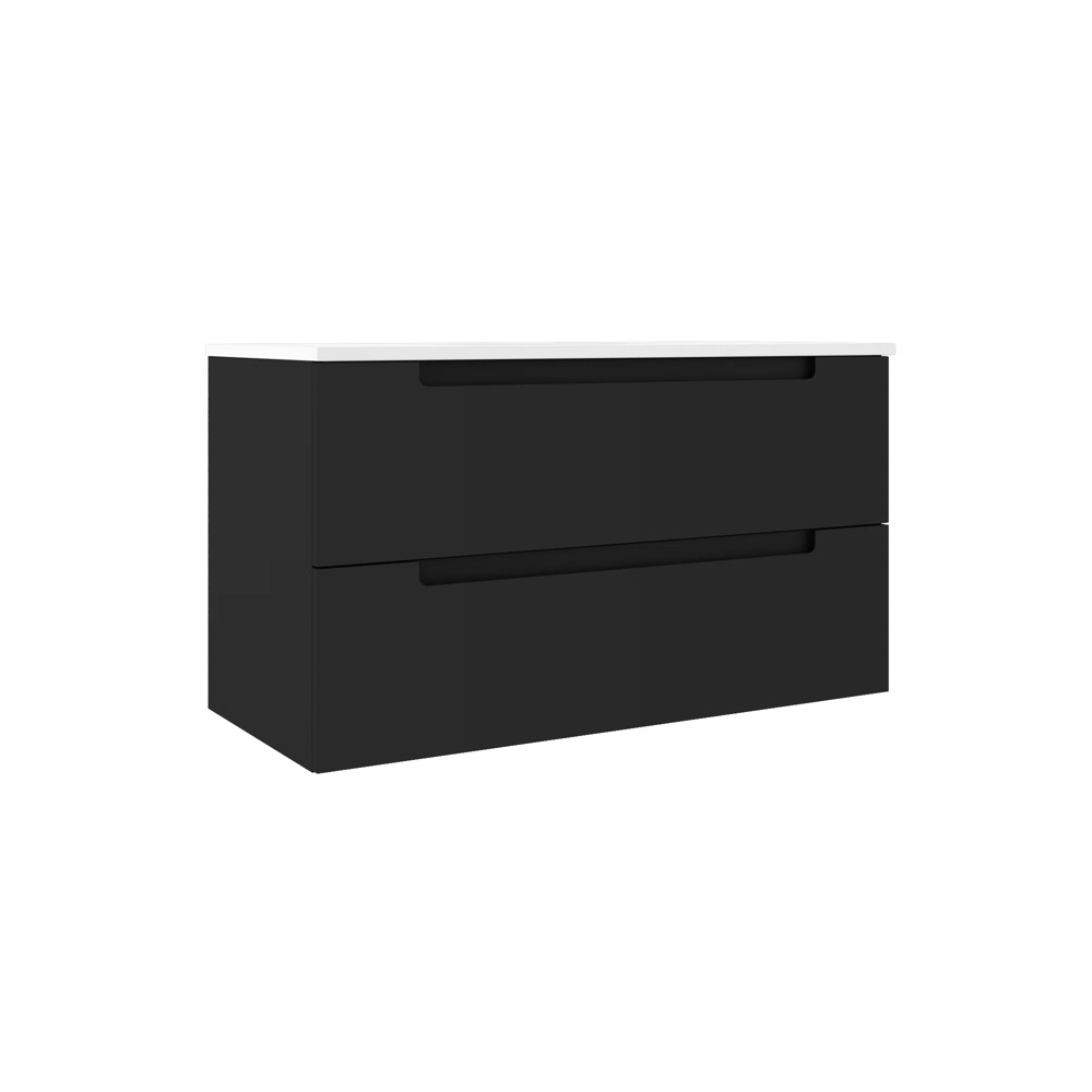 ICO BC1003.MB Coda 36" Two Drawer Wall-Mounted Vanity - Matte Black