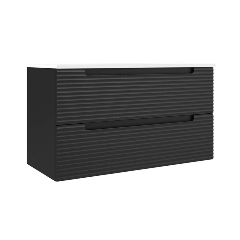 ICO BC1003.MBR Coda 36" Two Drawer Wall-Mounted Vanity - Matte Black Ripple