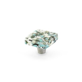 Schaub 34-GBP 1-1/2" Ice Square Cabinet Knob - Green Blue Pebbles