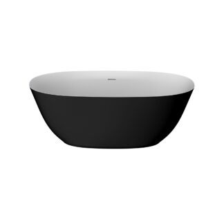 Stonetouch STBT63000WHBKMT Portofino Free Standing Bathtub - White Matte/Black Matte