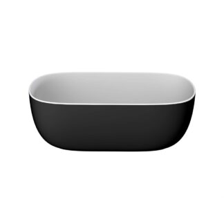 Stonetouch STBT63001WHBKMT Side By Side Free Standing Bathtub - White Matte/Black Matte