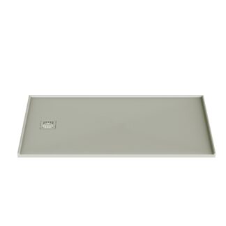 Stonetouch STSBCO6032LDGR Waterproof 60X32 Shower Base - 3 Side Flange - 8" Left Drain - Grey