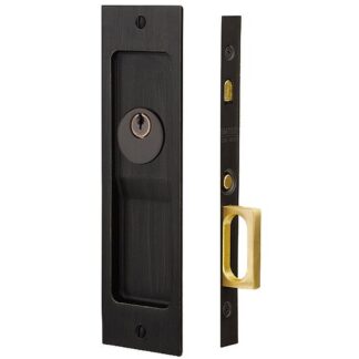 Emtek 2123 2 1/2" x 8 1/2" Rustic Modern Rectangular Keyed Pocket Door Mortise Lock