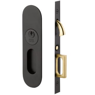 Emtek 2163 2" x 7 1/4" Keyed Narrow Oval Pocket Door Mortise Lock