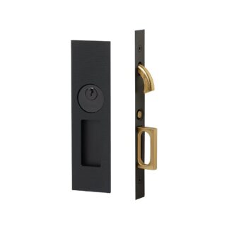 Emtek 2193 2" x 7 1/4" Keyed Knurled Narrow Modern Rectangular Pocket Door Mortise Lock