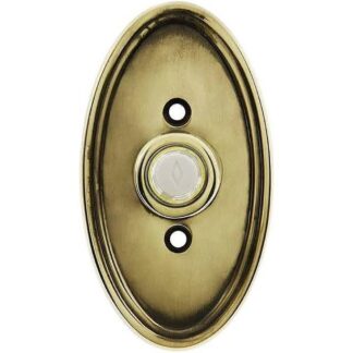 Emtek 2402 Brass Doorbell Button with Oval Rosette