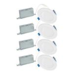 Halo HLB Lite Series HLBSL406FS5-4PK Canless Downlight, 8.3, 8.5 W, 120 V, LED Lamp, Plastic, White, Matte