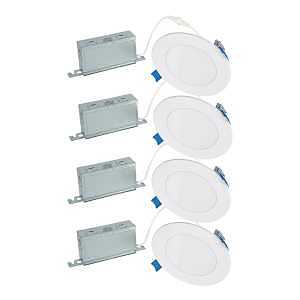 Halo HLB Lite Series HLBSL406FS5-4PK Canless Downlight, 8.3, 8.5 W, 120 V, LED Lamp, Plastic, White, Matte