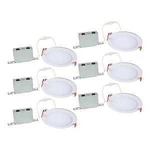 Halo HLB6LSFS5-6PK Canless Downlight, 13.9 W, 120 V, LED Lamp, White, Matte