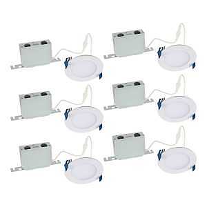 Halo HLB4LSFS5-6PK Canless Downlight, 11.7 W, 120 V, LED Lamp, White, Matte