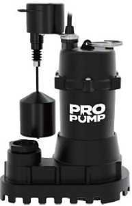 PROPUMP SBI05004VP Sump Pump, 1-Phase, 5.6 A, 115 V, 1/2 hp, 1-1/2 in Outlet, 30 ft Max Head, 4500 gph, Cast Iron