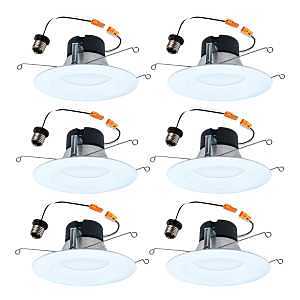 Halo LT56 Series LT56079FS1EWHR6PK Downlight, 8.75 W, 120 V, LED Lamp, Plastic, Matte