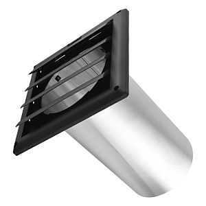 Imperial VT0748 Louvered Vent Hood, 9.1 in W Hood, 9.1 in H Hood, 5 in Duct, Plastic Hood, Black Hood