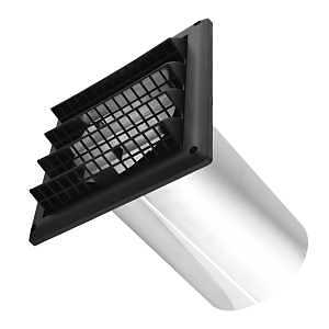 Imperial VT0750 Air Intake Vent Hood, 9.1 in W Hood, 9.1 in H Hood, 5 in Duct, Plastic Hood, Black Hood