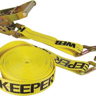 Keeper 04624 Tie-Down, 2 in W, 40 ft L, Polyester, Yellow, 3333 lb, J-Hook End Fitting, Steel End Fitting