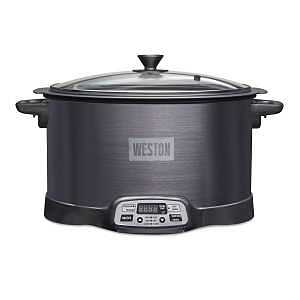 Weston 03-2500-W 2-in-1 Indoor Smoker and Slow Cooker, 6 qt, 120 V, 370 W, Digital Control