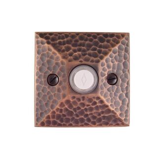 Emtek 2452 Brass Doorbell Button with Hammered Rosette