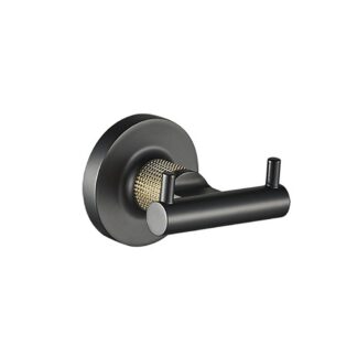 ICO V69220.58 Blaze Double Towel Hook - Matte Black/PVD Brushed Gold
