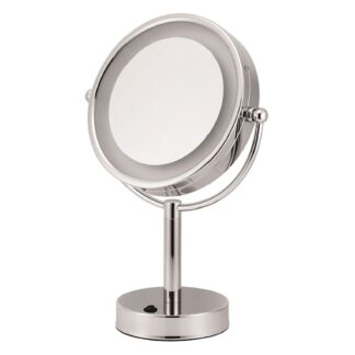 ICO V9014 8.5" Double Sided Lighted Free-Standing Mirror - Brushed Nickel