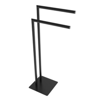 ICO V91115 Round Freestanding Double Towel Bar - Matte Black
