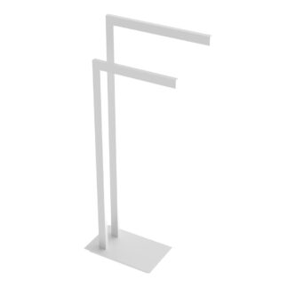 ICO V91152 Square Freestanding Double Towel Bar - Matte White