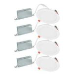 Halo HLB Lite Series HLBSL609FS5-4PK Canless Downlight, 10.8, 10.1, 11.3, 11.2, 10.8 W, 120 V, LED Lamp, Plastic, White