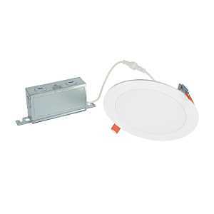 Halo HLB Lite Series HLBSL609FS5 Canless Downlight, 10.8, 10.1, 11.3, 11.2, 10.8 W, 120 V, LED Lamp, Plastic, White
