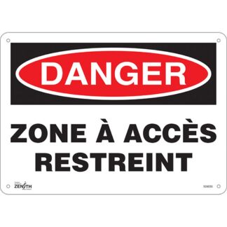 Zenith Safety Products SGM285 "Zone à Accès Restreint" Sign