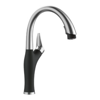 Blanco 526401 Artona Pull-Down Dual-Spray Kitchen Faucet - PVD Steel/Coal Black