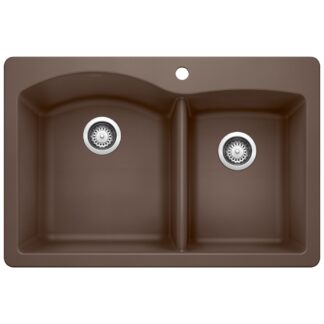 Blanco 400343 Diamond SILGRANIT 33" 60/40 Double Bowl Dual Mount Kitchen Sink - Café