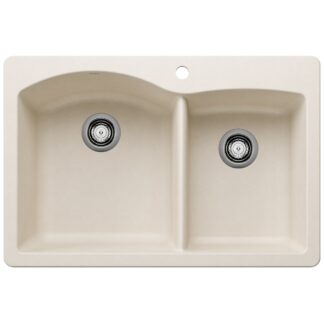 Blanco 402794 Diamond SILGRANIT 33" 60/40 Double Bowl Dual Mount Kitchen Sink - Soft White