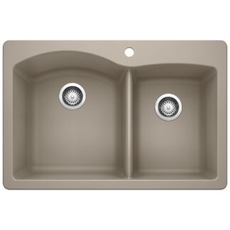 Blanco 401153 Diamond SILGRANIT 33" 60/40 Double Bowl Dual Mount Kitchen Sink - Truffle