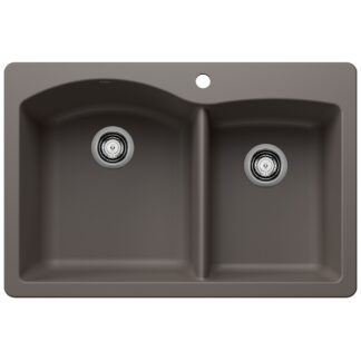 Blanco 402904 Diamond SILGRANIT 33" 60/40 Double Bowl Dual Mount Kitchen Sink - Volcano Gray