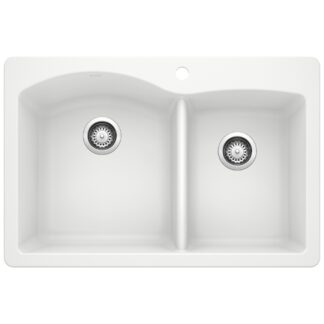 Blanco 400059 Diamond SILGRANIT 33" 60/40 Double Bowl Dual Mount Kitchen Sink - White