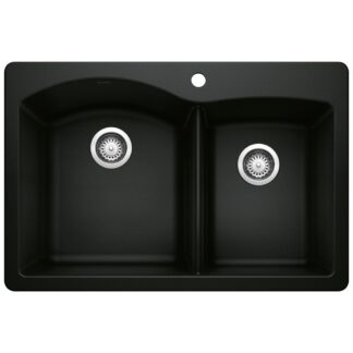 Blanco 402618 Diamond SILGRANIT 33" 60/40 Double Bowl Dual Mount Kitchen Sink - Coal Black