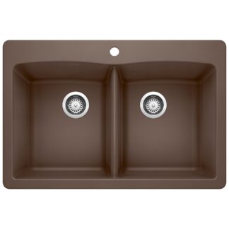 Blanco 400365 Diamond SILGRANIT 33" 50/50 Double Bowl Dual Mount Kitchen Sink - Café