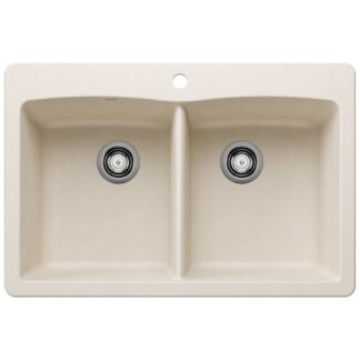Blanco 402797 Diamond SILGRANIT 33" 50/50 Double Bowl Dual Mount Kitchen Sink - Soft White