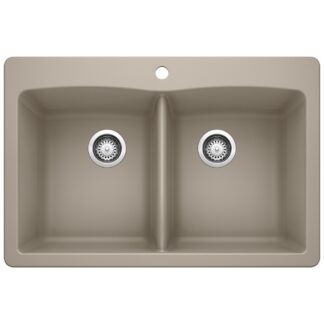 Blanco 401152 Diamond SILGRANIT 33" 50/50 Double Bowl Dual Mount Kitchen Sink - Truffle