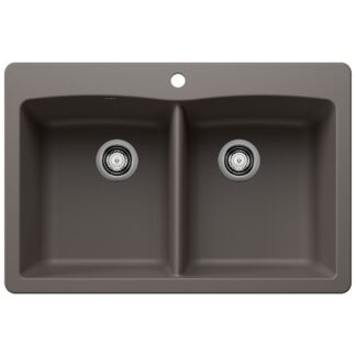 Blanco 402907 Diamond SILGRANIT 33" 50/50 Double Bowl Dual Mount Kitchen Sink - Volcano Gray