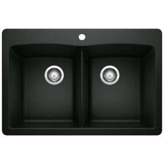 Blanco 402621 Diamond SILGRANIT 33" 50/50 Double Bowl Dual Mount Kitchen Sink - Coal Black
