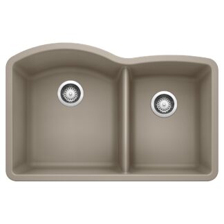 Blanco 401149 Diamond SILGRANIT 32" 60/40 Double Bowl Undermount Kitchen Sink - Truffle