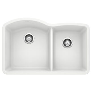 Blanco 400076 Diamond SILGRANIT 32" 60/40 Double Bowl Undermount Kitchen Sink - White